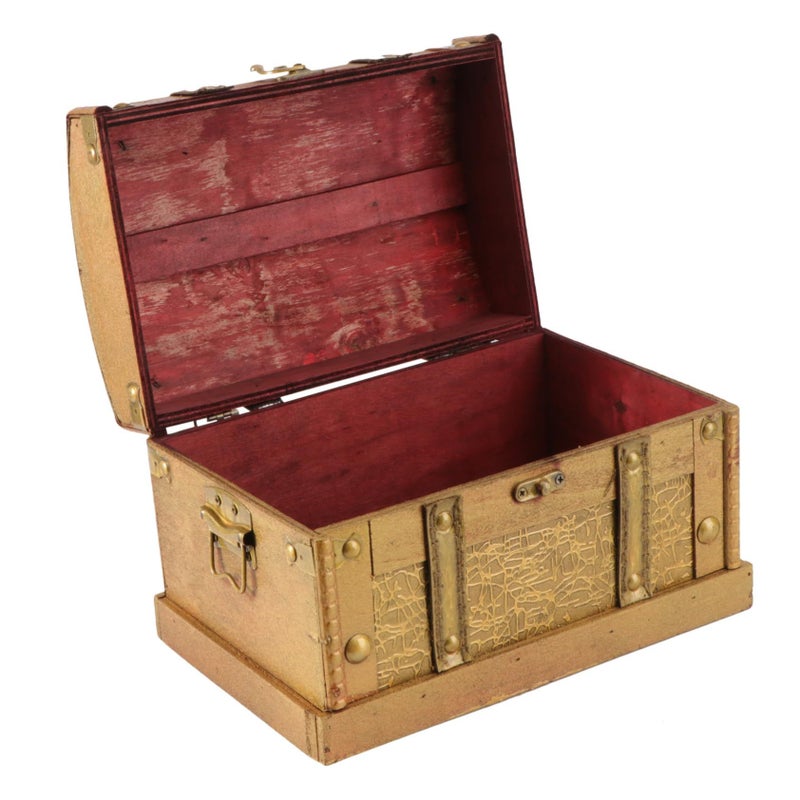 Antique Wooden Treasure Box Large Jewelry Storage Organizer Watch Box For Kids - Image 2