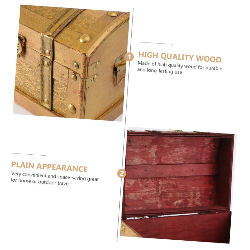 Antique Wooden Treasure Box Large Jewelry Storage Organizer Watch Box For Kids - Image 3