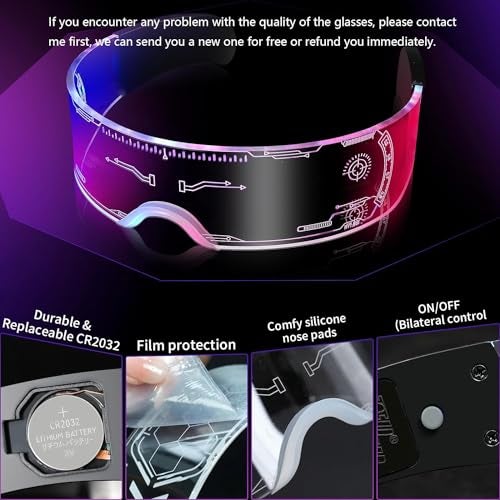 DAYANIDHI Dayanadhi Luminous Multi-colored LED Glasses | Glowing Light Up Party Supply for Bar Club Halloween | 7 Colors Futuristic Glasses | 4 Modes Light Up Glasses for Adults | Modern Stylish Glasses - Image 5