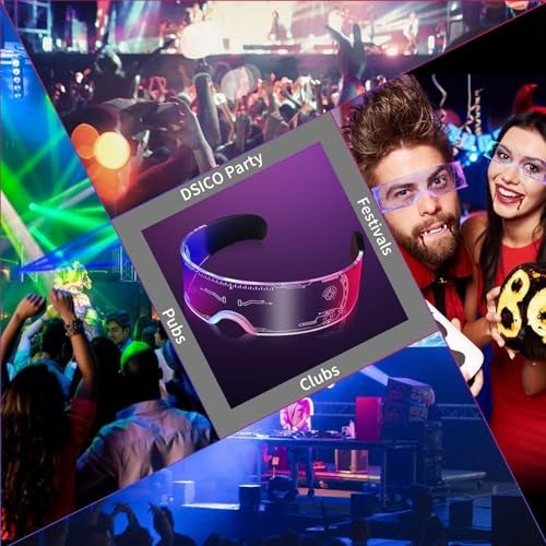 DAYANIDHI Dayanadhi Luminous Multi-colored LED Glasses | Glowing Light Up Party Supply for Bar Club Halloween | 7 Colors Futuristic Glasses | 4 Modes Light Up Glasses for Adults | Modern Stylish Glasses - Image 4