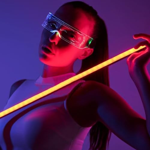 DAYANIDHI Dayanadhi Luminous Multi-colored LED Glasses | Glowing Light Up Party Supply for Bar Club Halloween | 7 Colors Futuristic Glasses | 4 Modes Light Up Glasses for Adults | Modern Stylish Glasses - Image 2