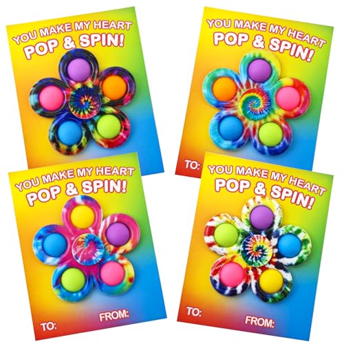Wondrus Exchange Cards for Classroom Kids 24 Pack Pop Bubble Fidget Spinner Toys for School Toddler Boys Girls Non Candy Party Favors Treats Goodie Bag Stuffers for Students - Image 1