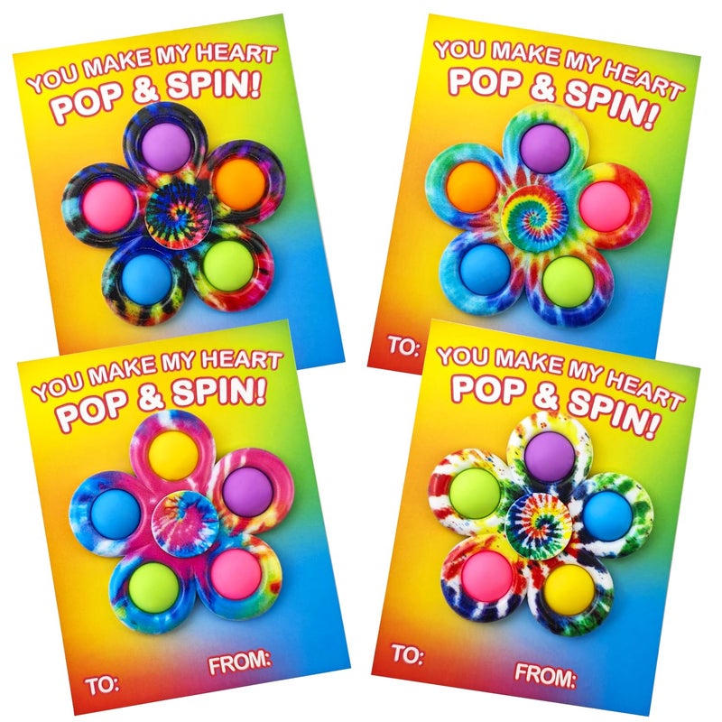 Wondrus Exchange Cards for Classroom Kids 24 Pack Pop Bubble Fidget Spinner Toys for School Toddler Boys Girls Non Candy Party Favors Treats Goodie Bag Stuffers for Students - Image 3