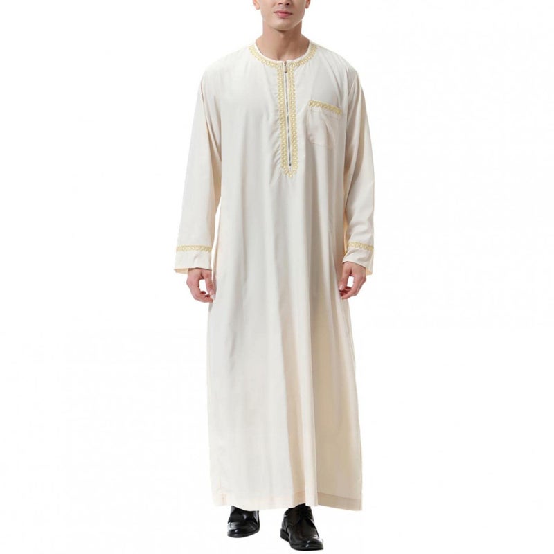 2023 New Muslim Mens Thobe Round Neck Arab Robe No. 4 color