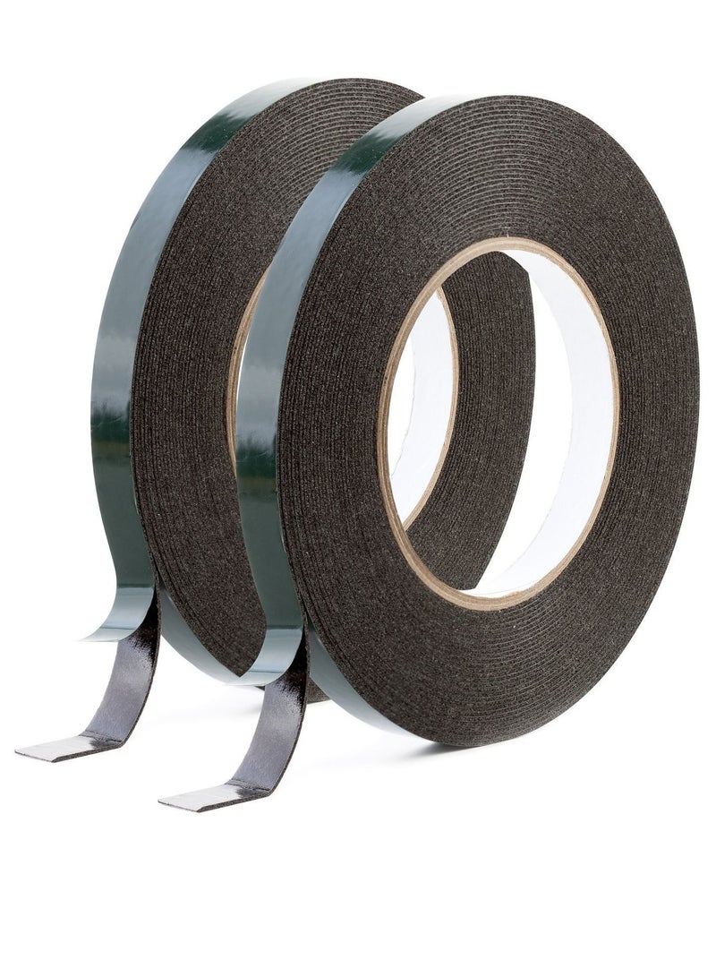 Y&D Ultra Strong Black Double Sided Tape (2 Pack) 12mm x 10m | Perfect Mounting for Automotive, Moldings, LED, Waterproof 1mm Thickness  - Image 1