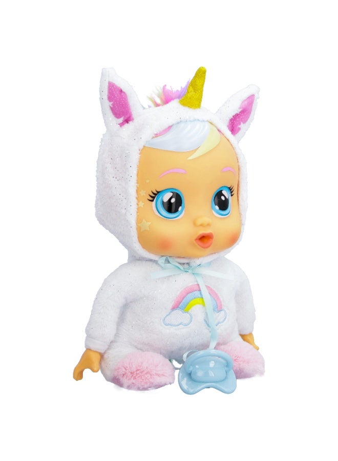 CRY BABIES دمية كراي بيبيز جودنايت دريمي ببي في بيجامة ذات طابع يونيكورن، تعمل بالبطارية | تصدر أكثر من 10 أصوات بيبي واقعية | تبكي دموع حقيقية | دمية تفاعلية | دمية ناعمة قابلة للجمع | لعب رعاية وتخيل | تطوير حسي | هدية للأطفال والرضع - Image 3