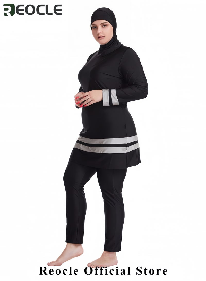 ريوكل ملابس سباحة محتشمة للنساء مقاسات كبيرة حارس طفح قميص سباحة مع بنطال صيفي فضفاض للمحجبات - Image 2