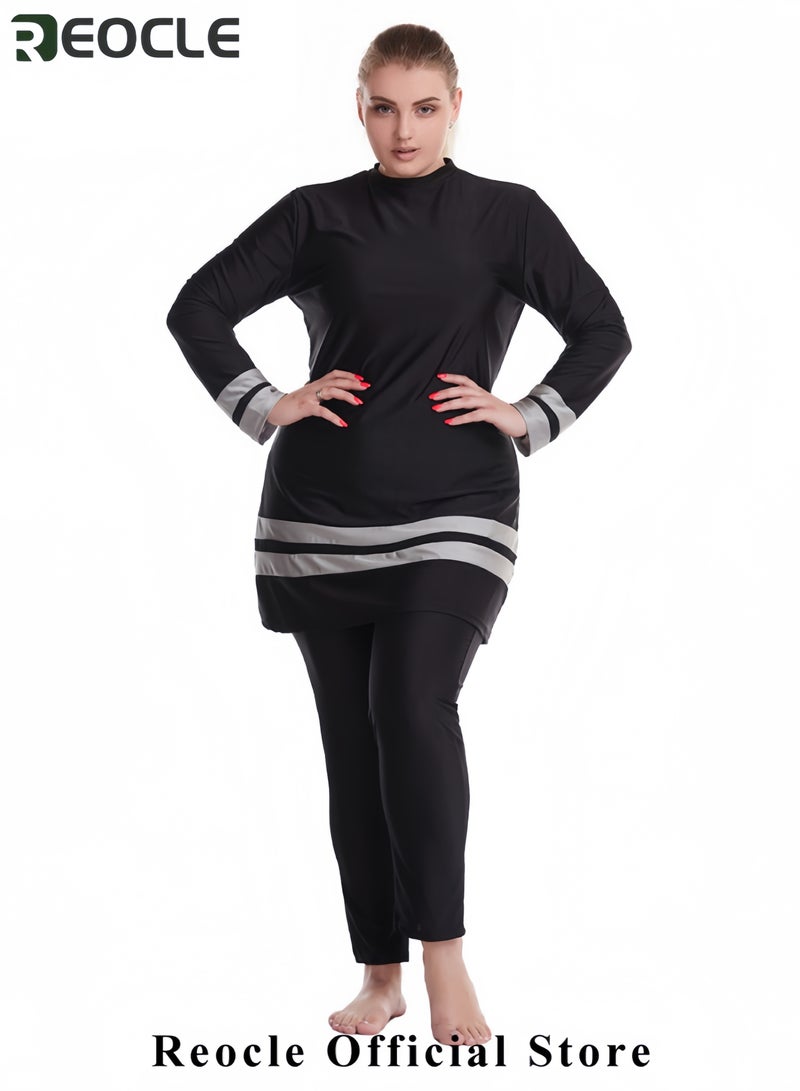 ريوكل ملابس سباحة محتشمة للنساء مقاسات كبيرة حارس طفح قميص سباحة مع بنطال صيفي فضفاض للمحجبات - Image 3