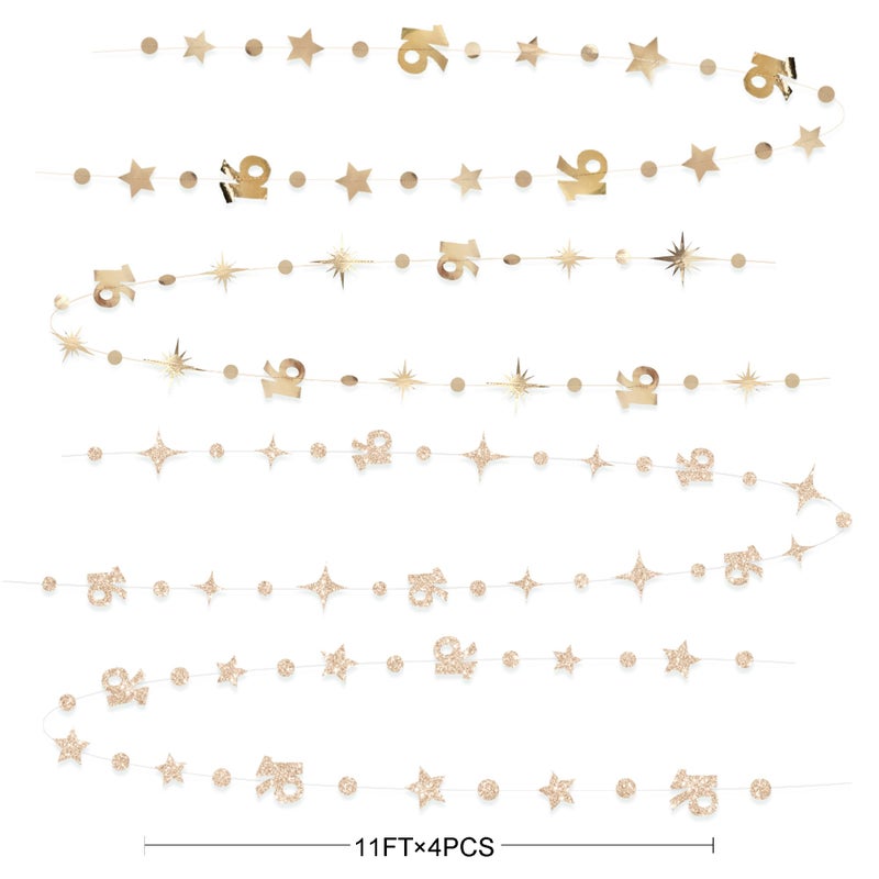 pinkblume Champagne Gold Number 16 Circle Dot Twinkle Star Garland Streamer Bunting Banner Backdrop Decorations for Girls Happy 16th Birthday Sweet Sixteen 16th Anniversary Cheers to 16 Years Party Decor - Image 2