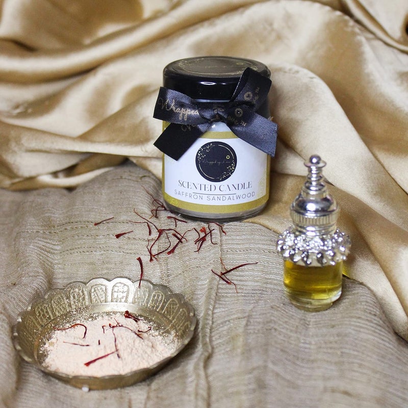Wrapped up Love Scented Candles Pack of 4 Saffron Sandalwood Cherry Magnolia Roasted Coffee Marine Melody 15 Hours Burn time - Image 2
