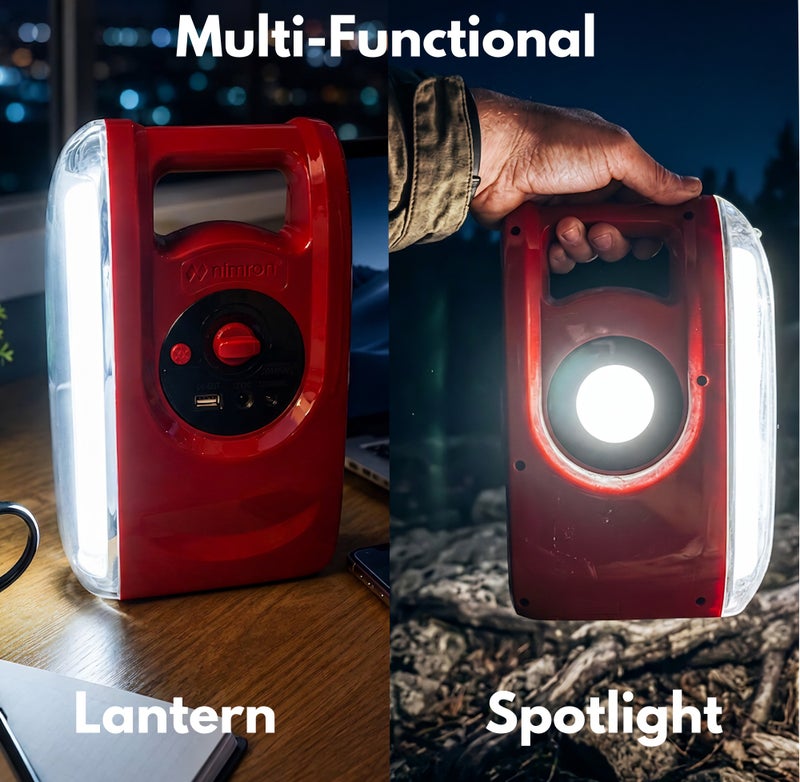 nimron Rechargeable Emergency Lantern – 36 PCS SMD LED Light with Solar Panel Input, Power Bank USB Port & Long Battery Life – Portable 2-Way Charging for Home, Camping & Outdoors – Red - Image 2