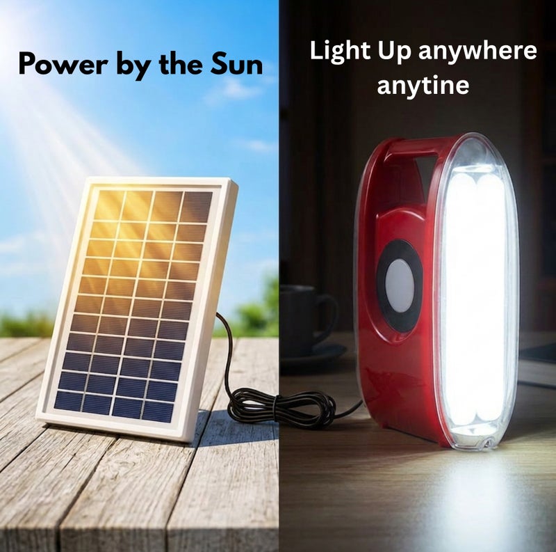 nimron Rechargeable Emergency Lantern – 36 PCS SMD LED Light with Solar Panel Input, Power Bank USB Port & Long Battery Life – Portable 2-Way Charging for Home, Camping & Outdoors – Red - Image 5