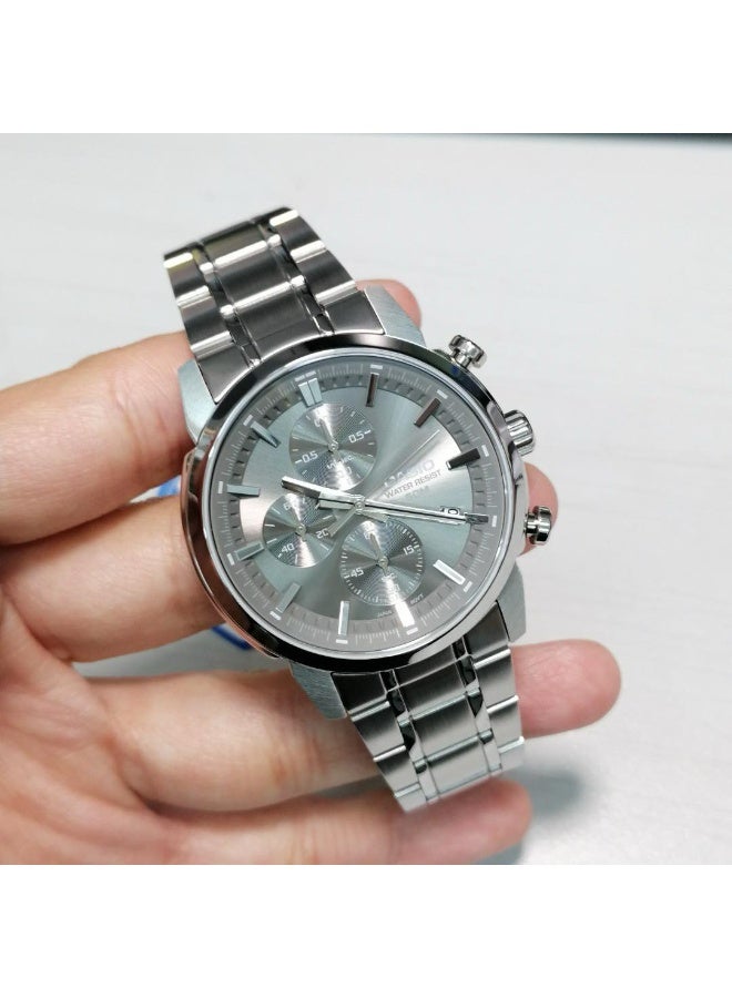 كاسيو ساعة كاسيو MTP-E510D-8AVDF تناظرية متعددة الوظائف للرجال – قرص رمادي، سوار ستانلس ستيل فضي، تصميم رياضي أنيق - Image 3