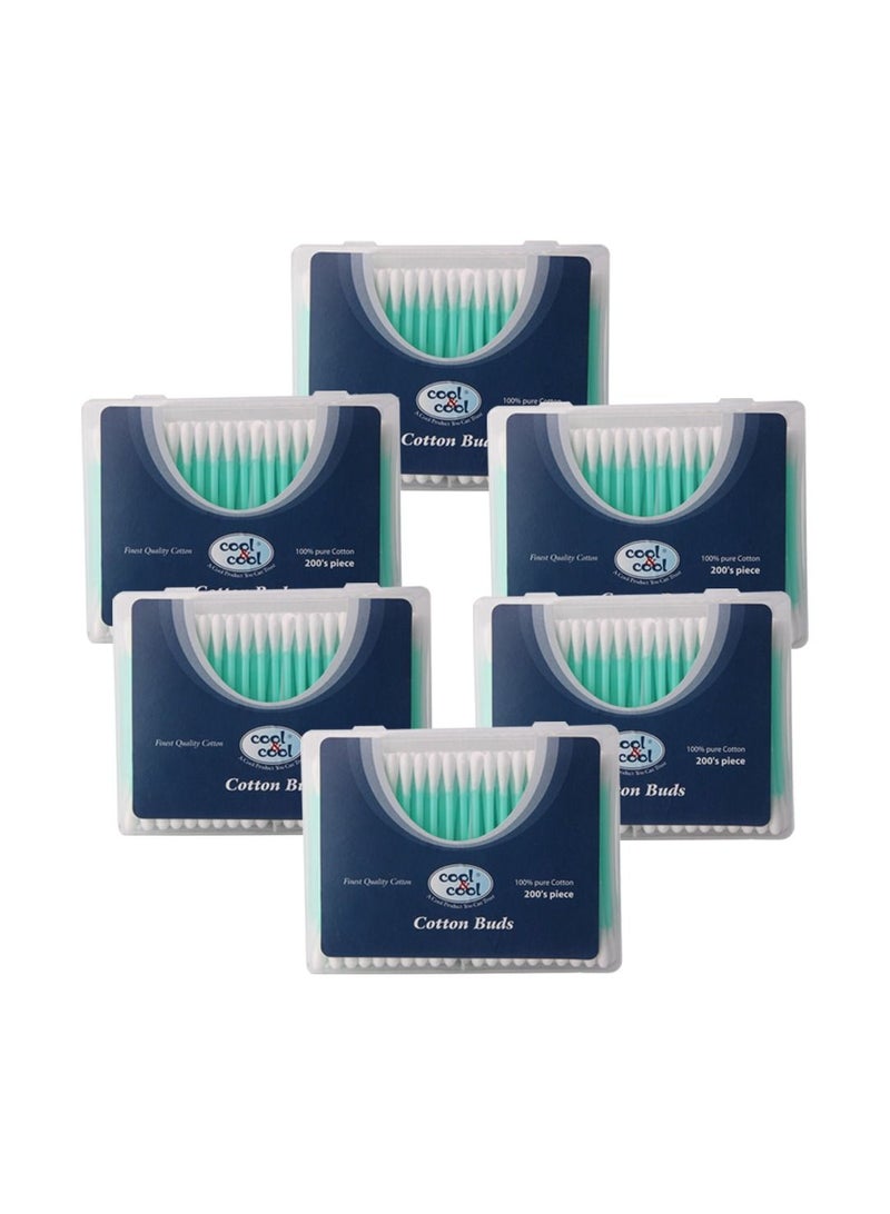 Cool & Cool Cool & Cool Cotton Buds Assorted, 200's x 6 - Image 1