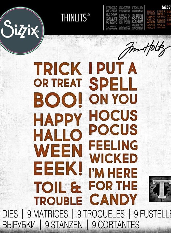 Sizzix Thinlits Die Set 9PK Bold Text Halloween by Tim Holtz | 665995 | Chapter 3 2022, Multicolor, One Size - Image 3
