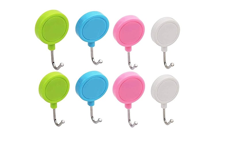 HiFam Magnetic Hooks for Hanging Colorful Round Magnetic Hooks Keys Hanger Office Holds Strong Kitchen Fridge Refrigerator Hook Material Plastic Multicolored 8 PCs