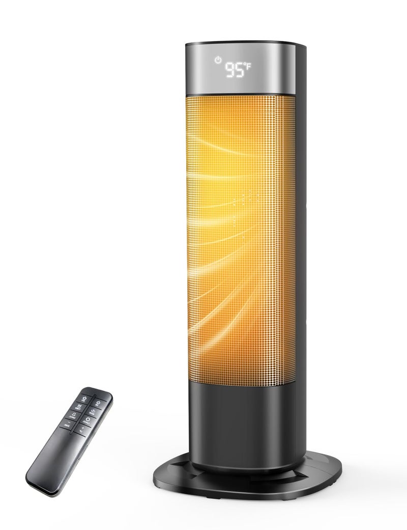 CCGIRU 1500W Space Heaters for Indoor Use, Portable Space Heater Large Room with Remote, PTC Ceramic, 100Â° Oscillation, 24H Timer, 3 Modes, Thermostat, Display off, Room Heater for Bedroom, Office - Image 1