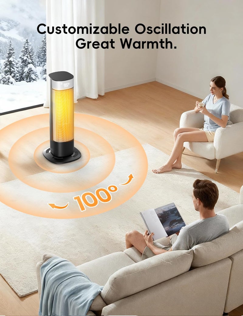 CCGIRU 1500W Space Heaters for Indoor Use, Portable Space Heater Large Room with Remote, PTC Ceramic, 100Â° Oscillation, 24H Timer, 3 Modes, Thermostat, Display off, Room Heater for Bedroom, Office - Image 5