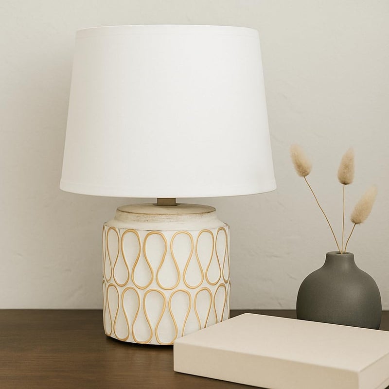Fitto White Ceramic Table Lamp with Modern Design for Home and Office Decor - Image 1