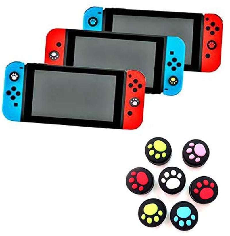Ambertown 2 x Silicone Analog Controller Thumb Stick Joystick Grips Cap for Switch NS/Switch Lite Controller ThumbStick Cute Cat Paw Claw (Pink) - Image 2