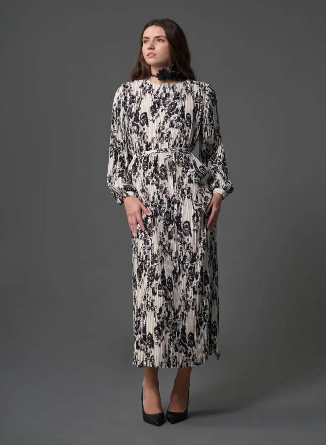 ميزال FULL PLEATED PATTERNED DRESS