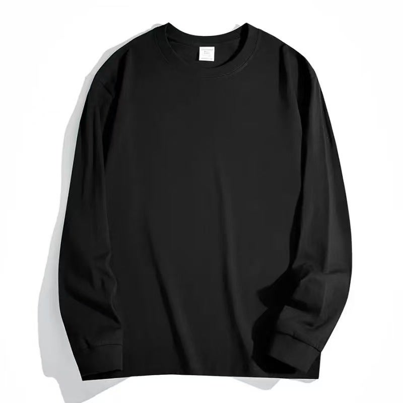 Xinjiang cotton 320g heavyweight pure cotton round-neck long-sleeved T-shirt loose casual plus-size base T-shirt for men and women trendy - Image 2