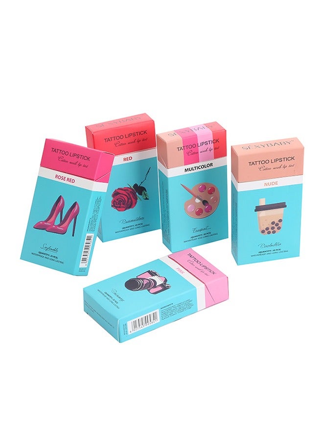 Red Tattoo Lipstick-Liquid Lipstick Dyed Lip Glaze Cotton Swab Women Lipsticks Waterproof Gloss Set  Lasting Lip Lipstick Long 20pcs/Box - Image 4