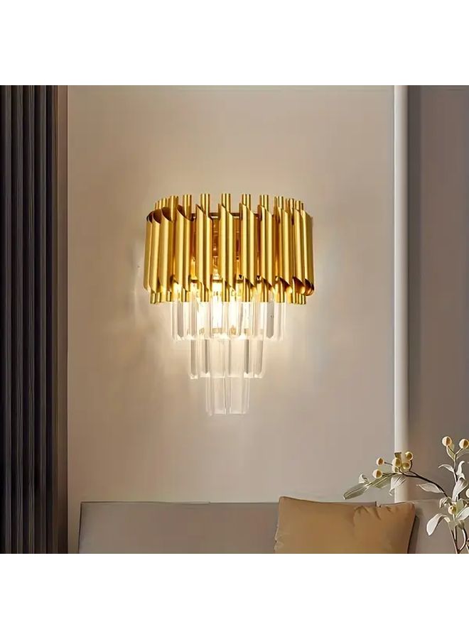 Modern Minimalist LED Tri Color Changing Crystal Wall Light Black For Bedroom Living Room Study Hallway With Dimmable Bulb Metal Fixture Adjustable Brightness Contemporary Lighting - Image 2
