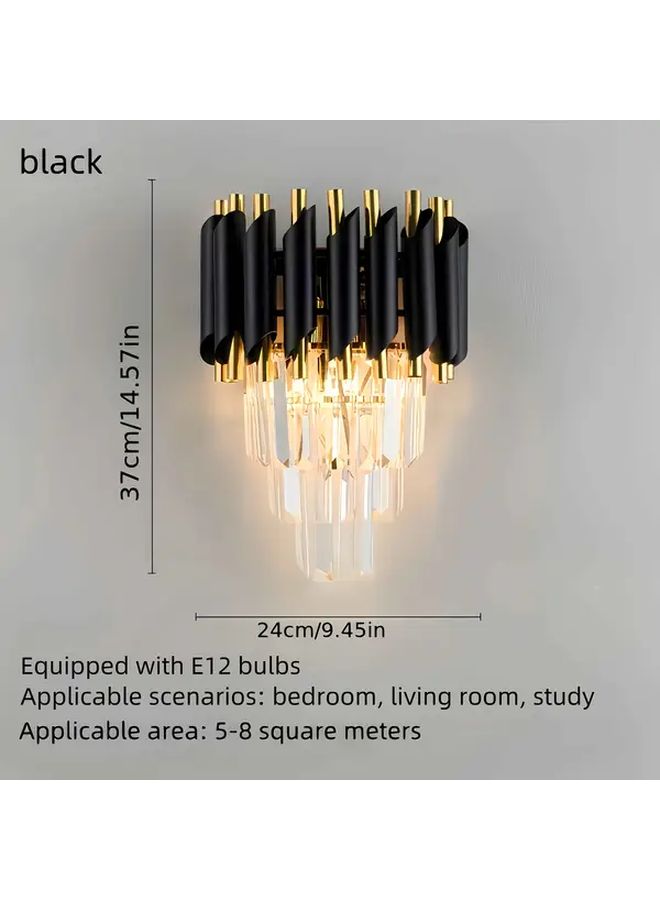 Modern Minimalist LED Tri Color Changing Crystal Wall Light Black For Bedroom Living Room Study Hallway With Dimmable Bulb Metal Fixture Adjustable Brightness Contemporary Lighting - Image 3