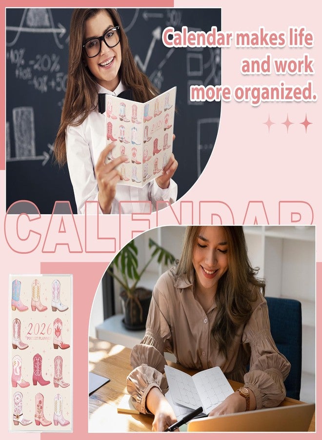 ReliThick 2026 Pocket Calendar for Purse Small Monthly Planner for Women Handy Weekly Pocket Planner Journal Notebook Christmas New Year Gift Sister Friends Women (Vertical,Pink Cowboy Girl) - Image 5
