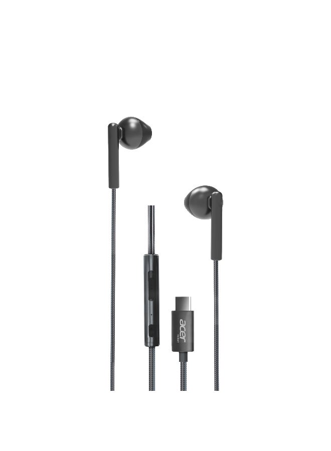 Acer Wired Headphones with Built-in Microphone & High-Fidelity Stereo Sound for Smartphones, Tablets, and Laptops - Black black - Image 1