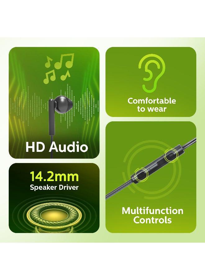 Acer Wired Headphones with Built-in Microphone & High-Fidelity Stereo Sound for Smartphones, Tablets, and Laptops - Black black - Image 2