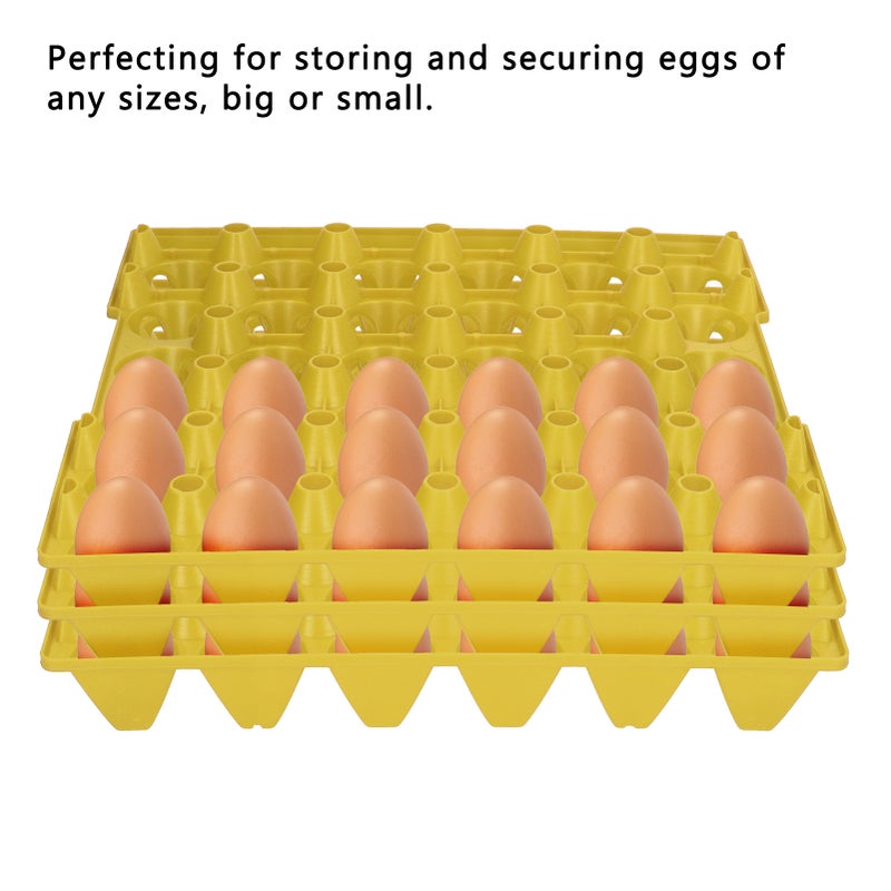 5PCS Plastic Egg Flats 30 Cell Egg Crates Holder Tray for Storage Transportation Home Farm SuppliesYellow - Image 3