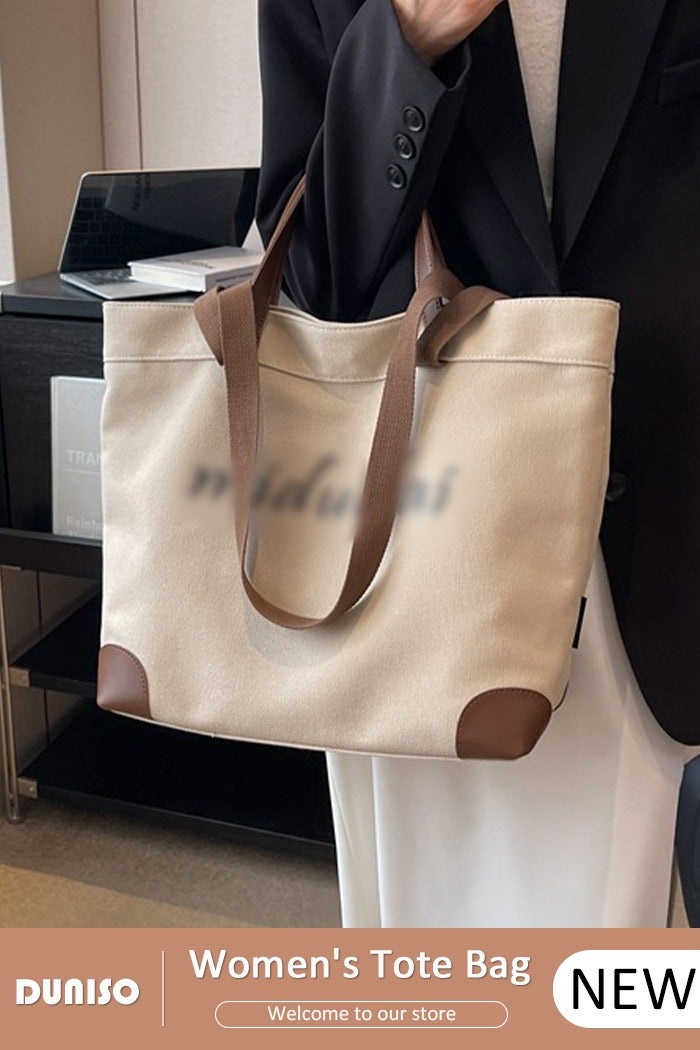 DUNISO Women's Shoulder Tote Bag Canvas Handbag for Women Large Capacity Messenger Bag, Fashionable Chain Bag Travel Shoulder Bag for Ladies Girls College Students - Image 1