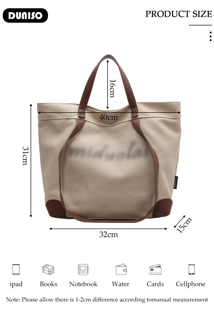 DUNISO Women's Shoulder Tote Bag Canvas Handbag for Women Large Capacity Messenger Bag, Fashionable Chain Bag Travel Shoulder Bag for Ladies Girls College Students - Image 4