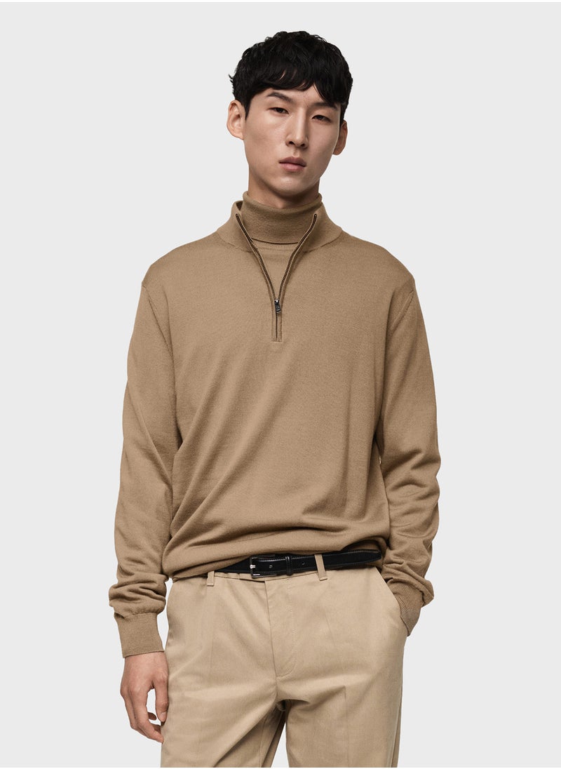 Mango Man Willyp Half Zip Through Pull Over Sweater  - Image 1