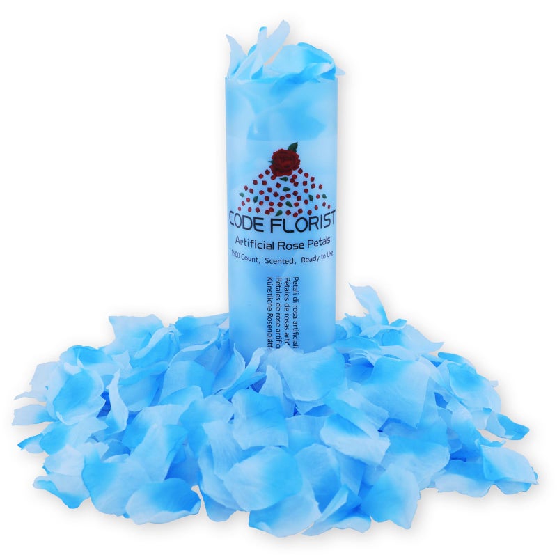 CODE FLORIST CODE FLORIST 1100 PCS Silk Rose Petals for Valentine's Day Fake Rose Petals for Romantic Night Wedding Proposal Anniversary Flower Decorations(Separated Scented Light Blue with White)  - Image 2