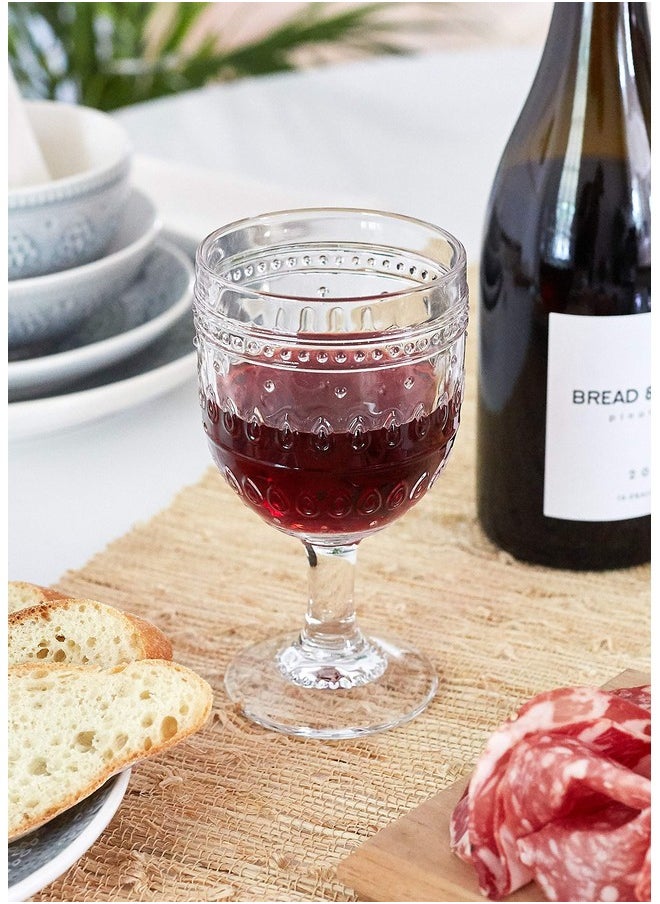 Fez Collection Drinkware And Glasses 12Oz Wine Goblet Set Of 4 Teardrop Mandala Design Clear