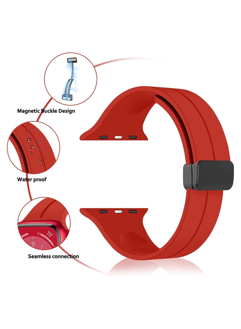 DUSALA Magnetic Silicone Watch Band 42mm/44mm Quick Release Strap for Men & Women Soft Skin Friendly Sport Replacement Band for Smartwatch & Analog Watches Durable, Waterproof, Magnetic Folding Clasp for All-Day Comfort - Image 2