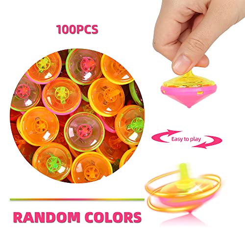 PROLOSO 100 Pcs Light Up Spinning Tops LED Flashing Spinners with Gyroscope - Image 2