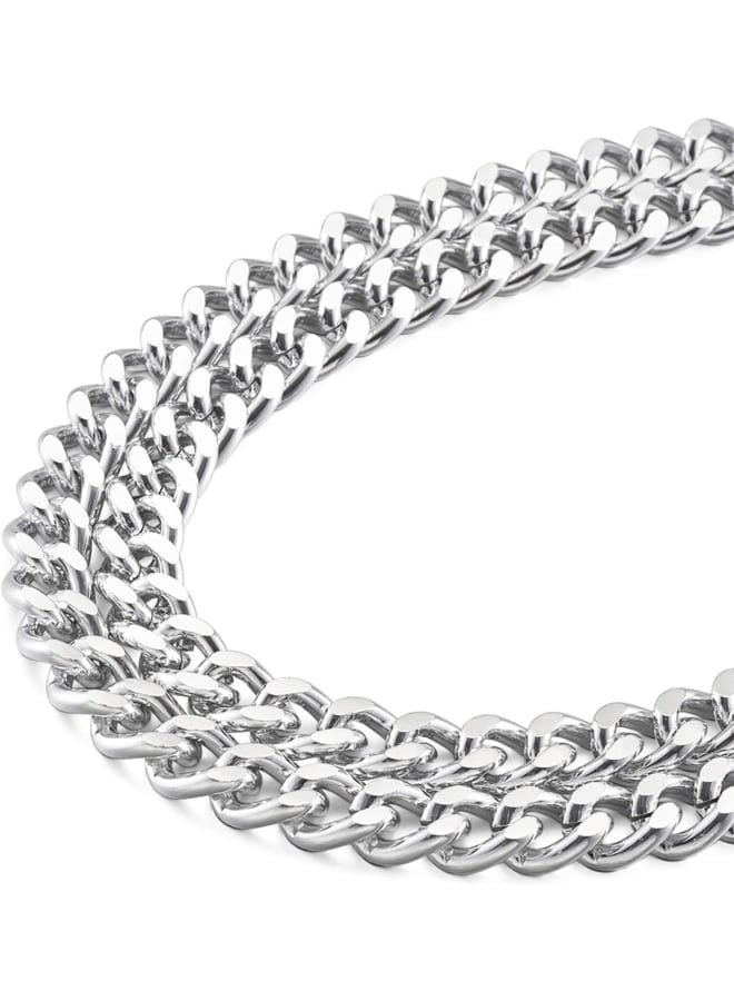 2Pcs Flat Chain Strap Silver Metal Purse Handbag Shoulder Body Replacement Strap 39.3" Twisted Curb Link Aluminum Cable Chain for Wallet Clutch Belt Necklace Bracelet  - Image 1