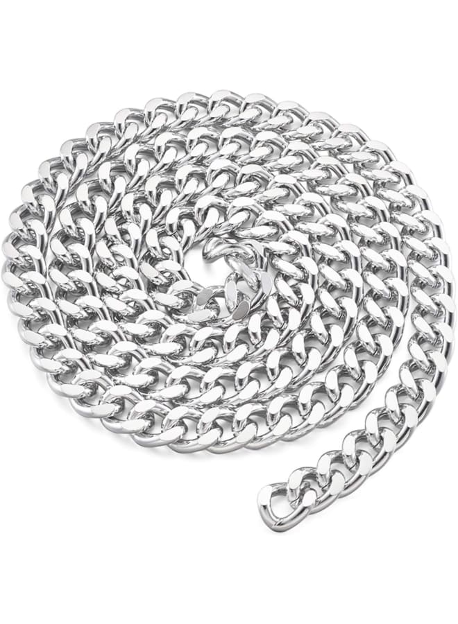 2Pcs Flat Chain Strap Silver Metal Purse Handbag Shoulder Body Replacement Strap 39.3" Twisted Curb Link Aluminum Cable Chain for Wallet Clutch Belt Necklace Bracelet  - Image 2