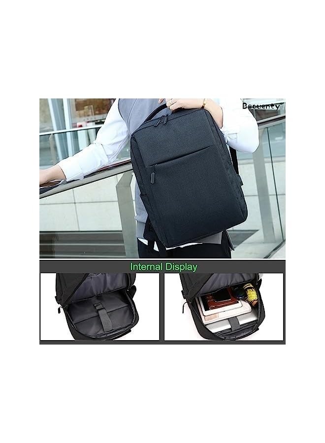 بيوينتي حقيبة ظهر للكمبيوتر المحمول مقاومة للماء مقاس 15 بوصة، حقائب ظهر للسفر مع حجرة للكمبيوتر المحمول وشحن USB، حقيبة عمل متينة - Image 5