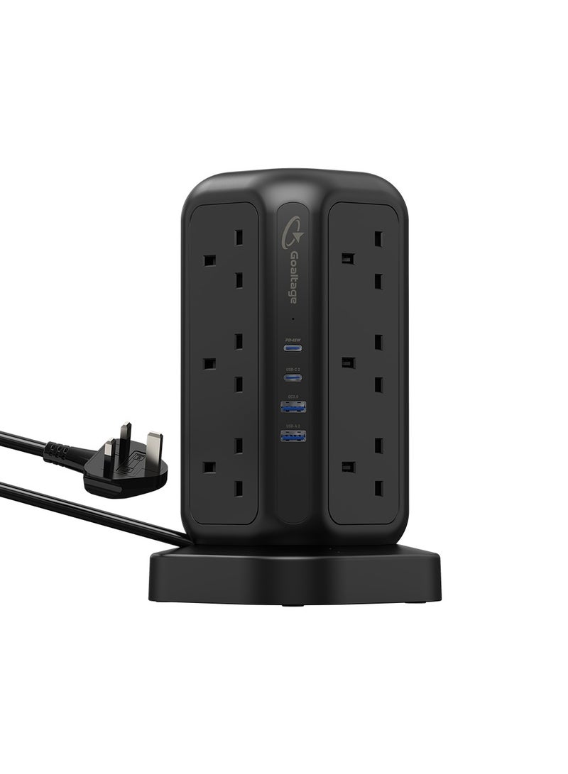 Goaltage PowerStrip Tower 3250W GaN Extension with Safety Protection and Wireless Fast-Charge Functionality - Image 4