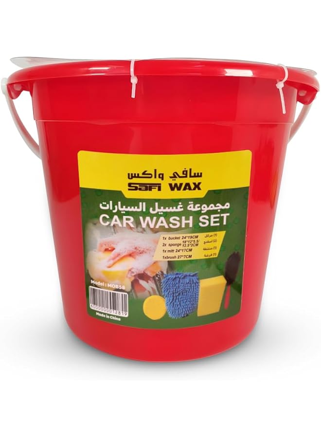 Generic Car Wash Cleaning Kit | Bucket - Cleaning Mitt - Soft Bristle Brush - Round Sponge - Square Sponge - For Interior, Exterior Vehicle Detailing, Upholstery, Dashboard, Floor Mat Use  - Image 2