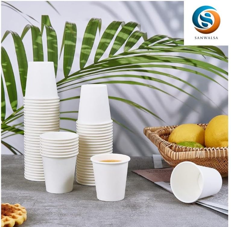 SANWALSA [150 ml, 50 Count, White, 5 Oz Disposable White Paper Cup | Eco-Friendly & Biodegradable Cups for Wedding, Party, Picnic, Travel | Ideal for Tea, Coffee, Juice & Water - Image 4