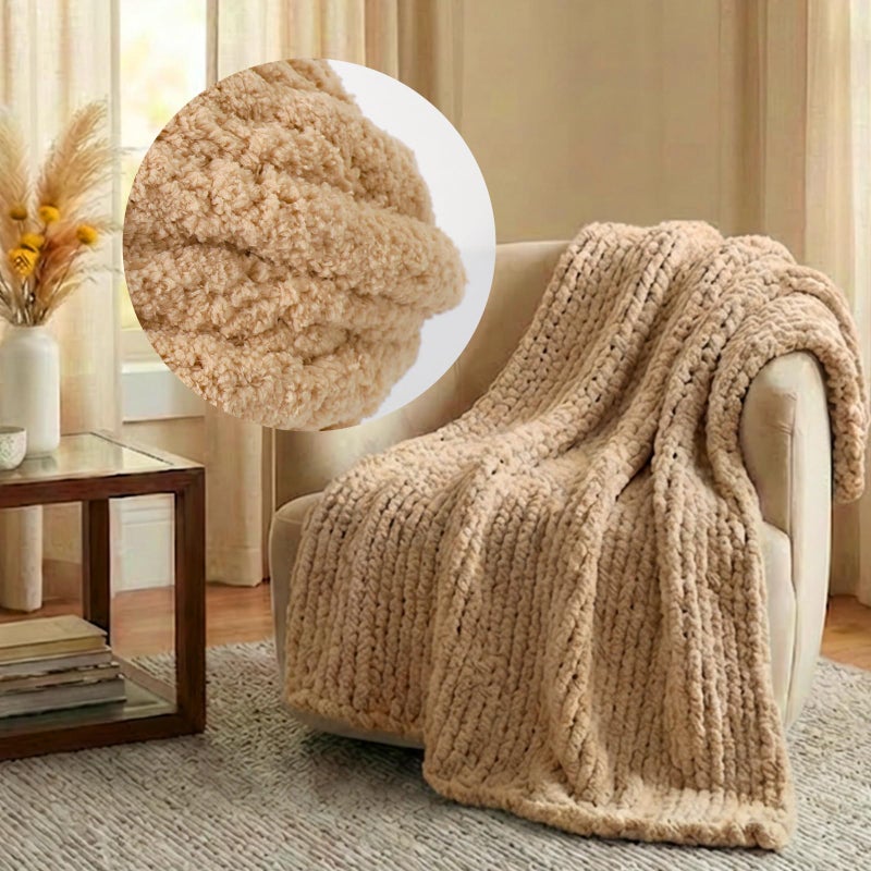 Adamonda Chunky Yarn for Hand Knitting - #8 Chunky Chenille Yarn, Thick Fluffy Chunky Knit Blanket Yarns, Chunky Yarns for Crocheting & DIY Crafts, 8 Skeins (27-28 Yards, 8.4 Ounces Each),Milk Tea Brown - Image 4