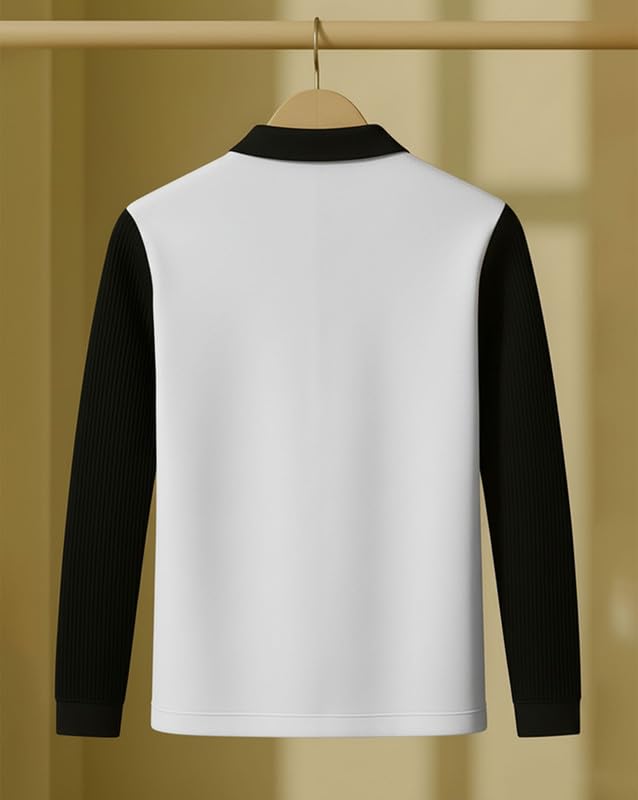 AUSK Men T-Shirt || Zip Neck Cotton Polo Tshirts || Tshirt for Man Black - Image 3
