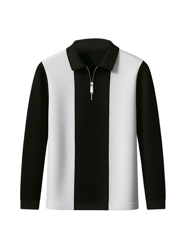 AUSK Men T-Shirt || Zip Neck Cotton Polo Tshirts || Tshirt for Man Black - Image 1