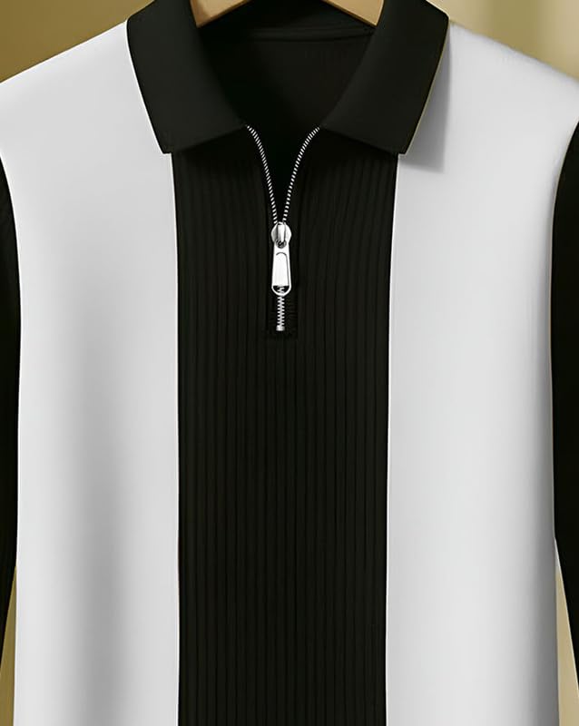 AUSK Men T-Shirt || Zip Neck Cotton Polo Tshirts || Tshirt for Man Black - Image 4